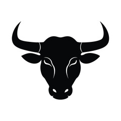 Bull Head Silhouette Vector – Powerful Farm Animal Illustration on Clean White