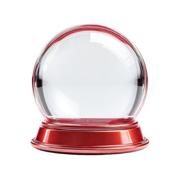 Empty Red Snow Globe Festive Decoration Winter Holiday | isolated on transparent background, perfect cutout, PNG