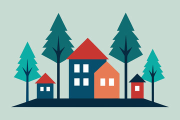 Obraz premium vector illustration of a christmas house
