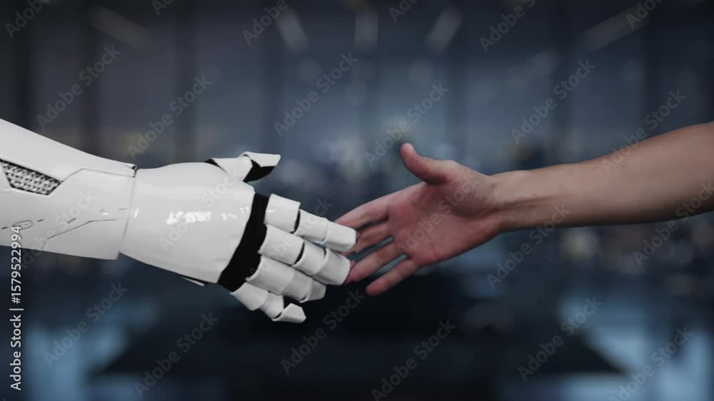 Poster a human hand reaches out displaying a floating digital data visualization featuring various graphs a