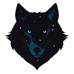 Mystical Glowing Wolf Head | Cyber Forest Spirit Animal Logo