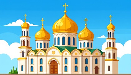 Fototapeta premium Cartoon Orthodox cathedral
