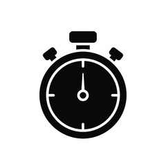 Stopwatch icon black silhouette timer clock