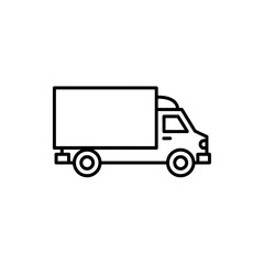 A Simple Black and White Line Drawing of a Delivery Truck Vector Illustration