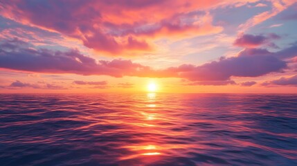 Obraz premium Sunset over tranquil ocean with colorful sky and gentle waves 