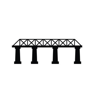 Black truss bridge silhouette with pillars support