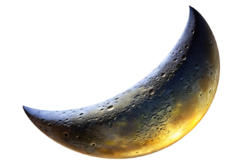 crescent moon isolated on white background, png, ai generated.