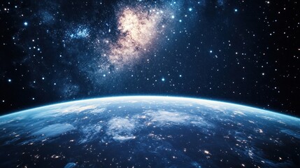 Obraz premium Earth viewed from space, a vibrant night scene