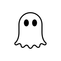 Simple Cute Ghost Illustration Halloween Spooky Season Decoration Flat Design Spirit Wraith Specter Apparition Icon