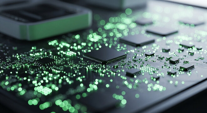 Illuminated circuit board technology motherboard computer electronics engineering design system hardware