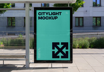 Poster on a Bus Stop Mockup