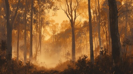 Fototapeta premium Golden hour forest vista