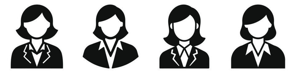 Professional Business Woman Avatar Icons Set - Corporate, Executive & Office User Profiles