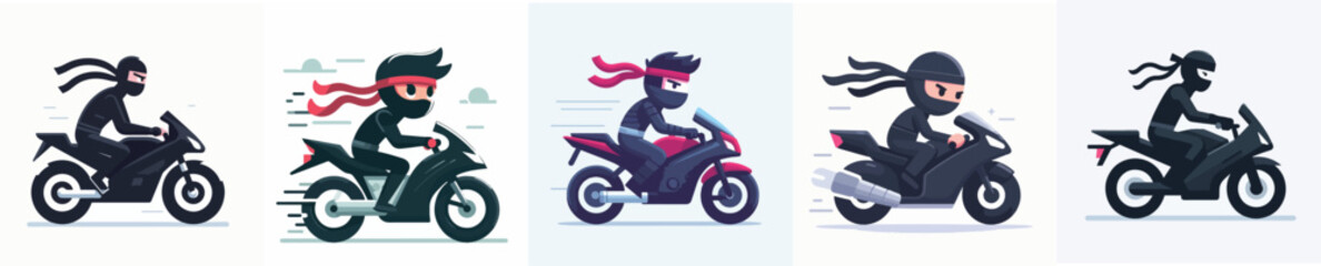 ninja character vector riding a motorbike © sarah16blakeyxh2