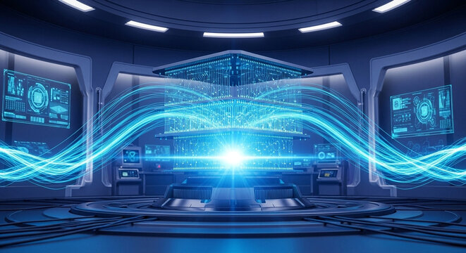 Futuristic technology data center server room ai artificial intelligence digital innovation concept - Powered by Adobe
