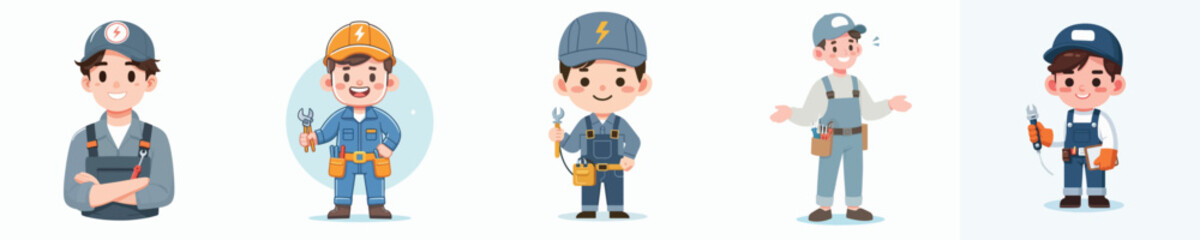 smiling face electrician character vector