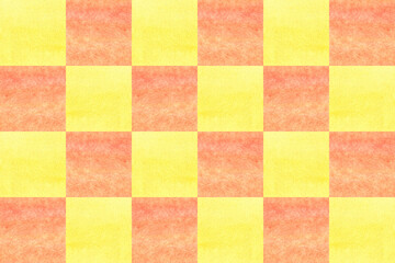 Seamless watercolor geometric pattern in patchwork style. Summer watercolor yellow orange background.