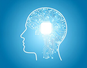 Human head with a circuit board inside