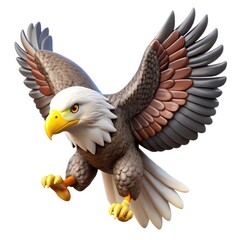 Obraz premium Majestic bald eagle with open wings in flight isolated on white background