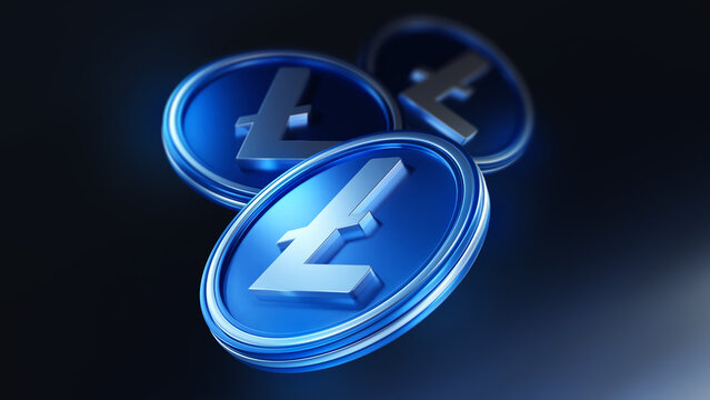 Litecoin logo with coins