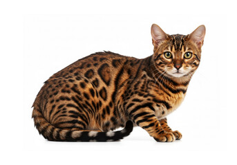Bengal cat posing on white background