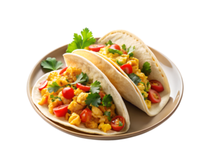 Scrambled Egg Tacos with Tomatoes on transparent background