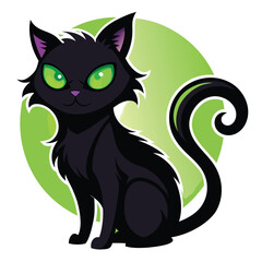Illustrative Black Cat A stylized image evokes mysterious feline charm and witchcraft traditions in the depiction of a sleek cat with glowing eyes