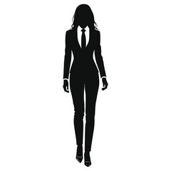 Fototapeta premium Professional Business Woman in Fitted Suit Silhouette - Corporate, Executive & Elegant Office Attire