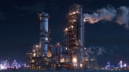 Fototapeta premium Industrial Plant at Night