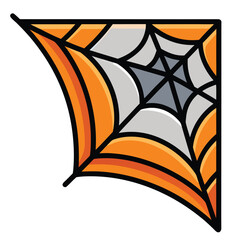 Fototapeta premium Creepy Corners A Halloween-Inspired Web Corner Design with a Spooky Orange Aesthetic
