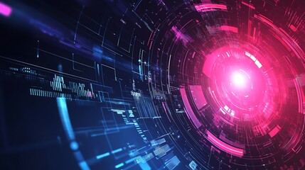 Fototapeta premium Abstract Futuristic Technology Background with Glowing Pink and Blue Light Streaks