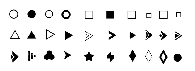 flèche, Bullet List for PowerPoint Presentation, Bullet point collection, arrows set vector illustration. Bullet points arrow collection. Vector illustration. Bullet point collection for presentation