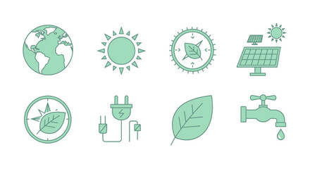 Obraz premium Collection of 12 Green Energy and Environment Icons