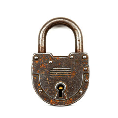 Old Rusty padlock isolated on white background