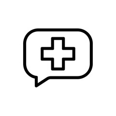 Obraz premium Medical Advice Symbol An Outline of a Speech Bubble with a Plus Sign in the Center