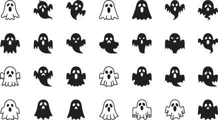 Halloween Ghosts Vector Illustrations for Spooky Season Design