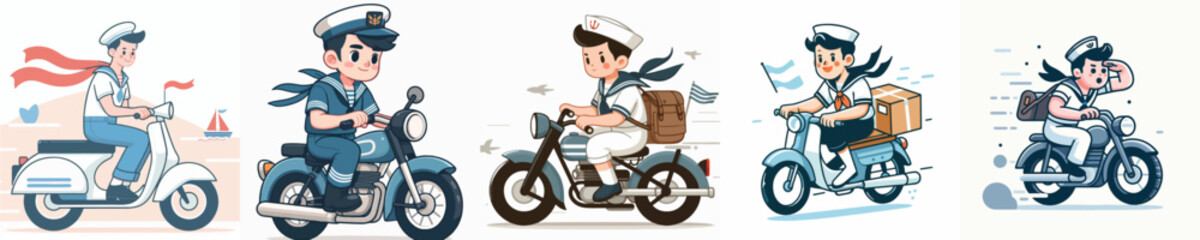 sailor vector riding a motorbike © sarah16blakeyxh2
