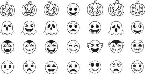 Halloween Emoji Characters Spooky Expressions for Digital Fun