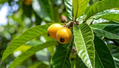 Loquat fruits on a tree