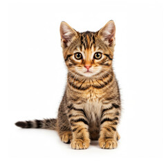 Shorthair tabby red color kitten isolated on white background
