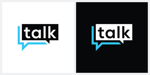 talk logo design, rectangle sound bubbles graphic vector icon template