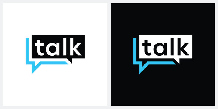 talk logo design, rectangle sound bubbles graphic vector icon template