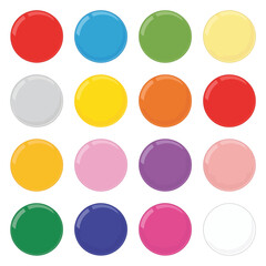 Collection of colorful glossy circles or buttons on a white background