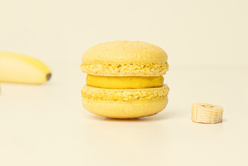 Banana dessert with creamy filling on pastel background