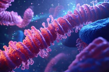 Illustration of DNA molecular structure in human cell biology