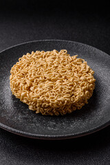 Instant noodles or ramen, Asian food, pasta with vegetables. Noodles, takeaway food