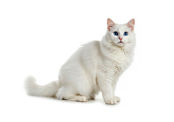 Turkish Angora cat isolated on white background