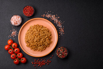 Instant noodles or ramen, Asian food, pasta with vegetables. Noodles, takeaway food