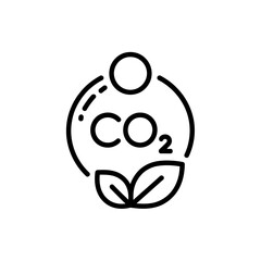 Fototapeta premium Carbon dioxide molecule with leaves and circle representing nature and environment