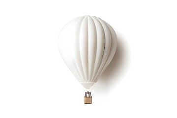 Decorative Hot Air Balloon with Rattan Basket, White Balloon on White Background, 3D Render